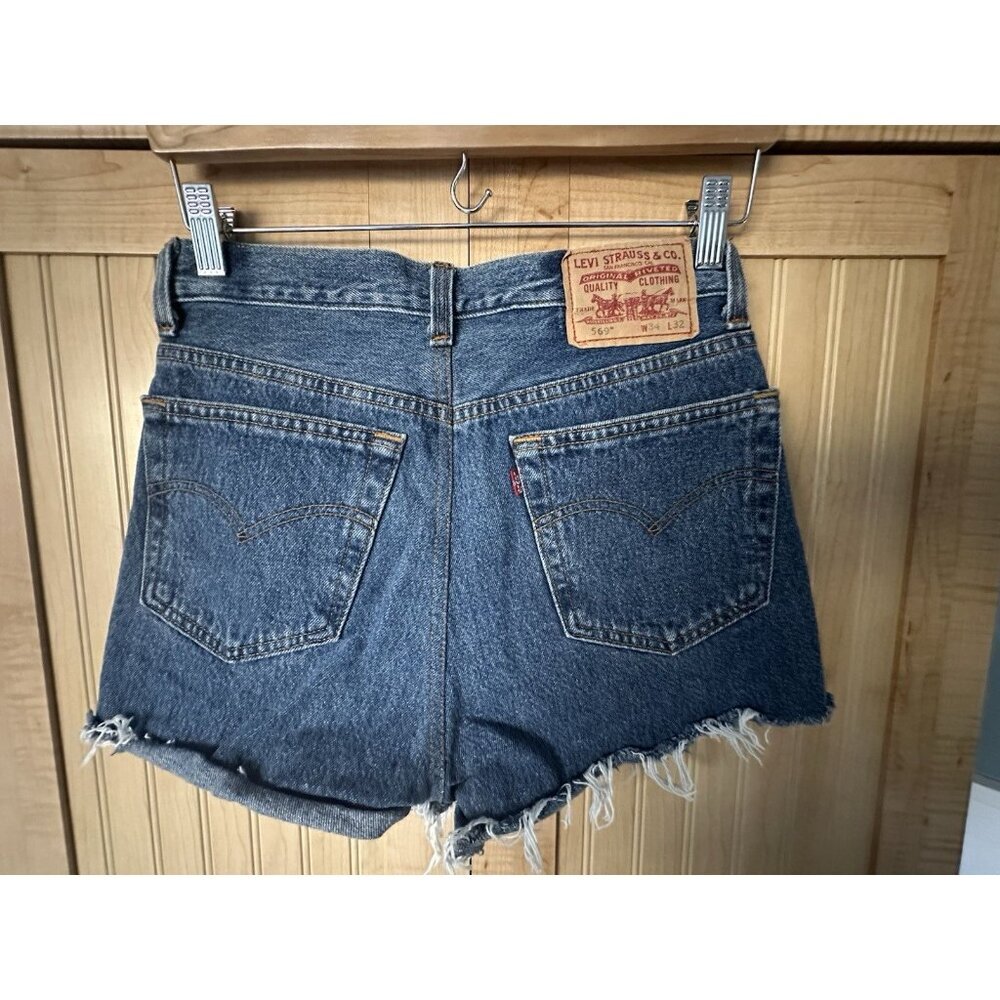 Vintage Levi’s Jean Shorts Cut Off Denim Zipper Fits Size 29 Redone In Amsterdam - Picture 2 of 5